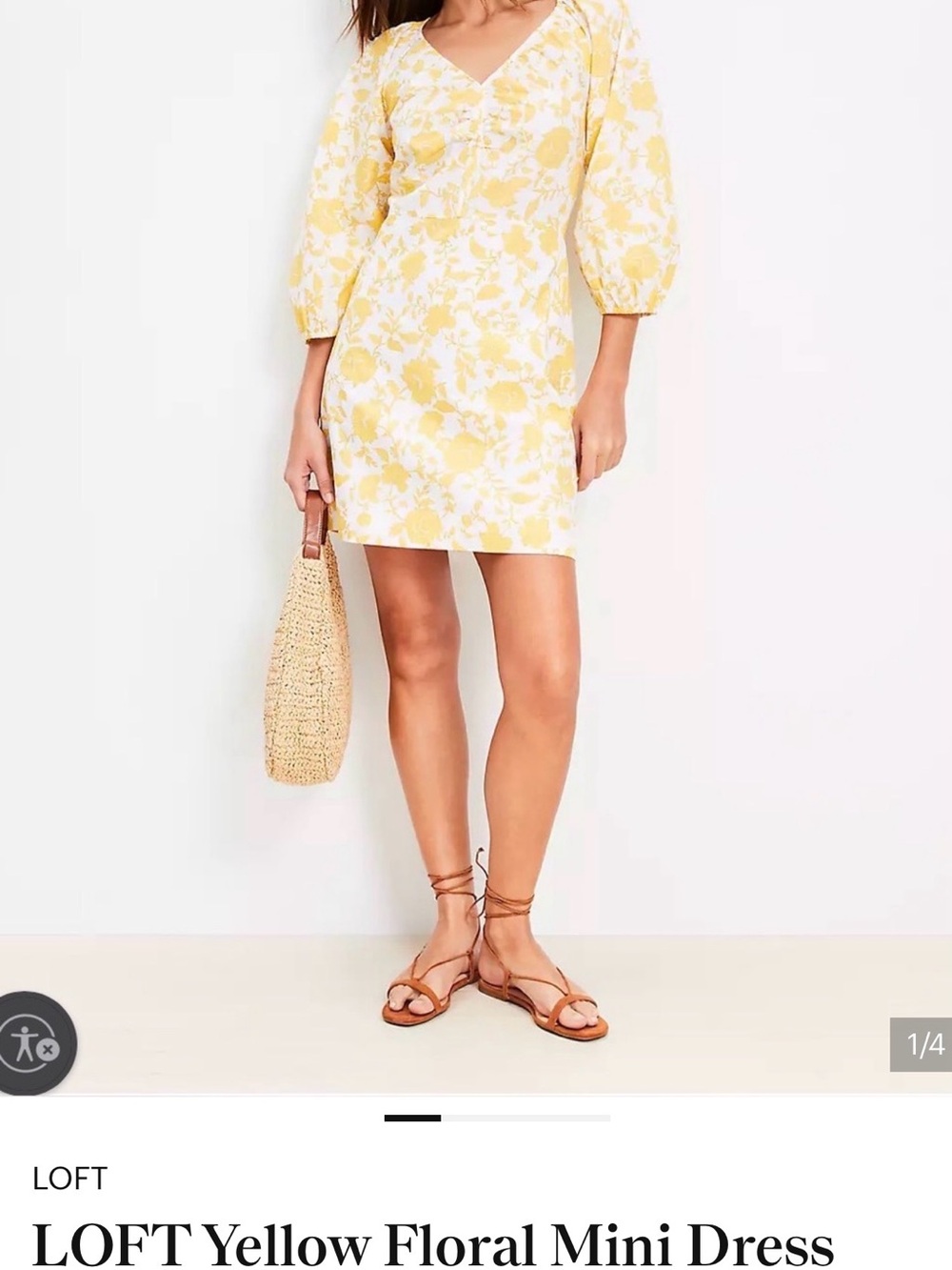 LOFT White and Yellow Floral Dress